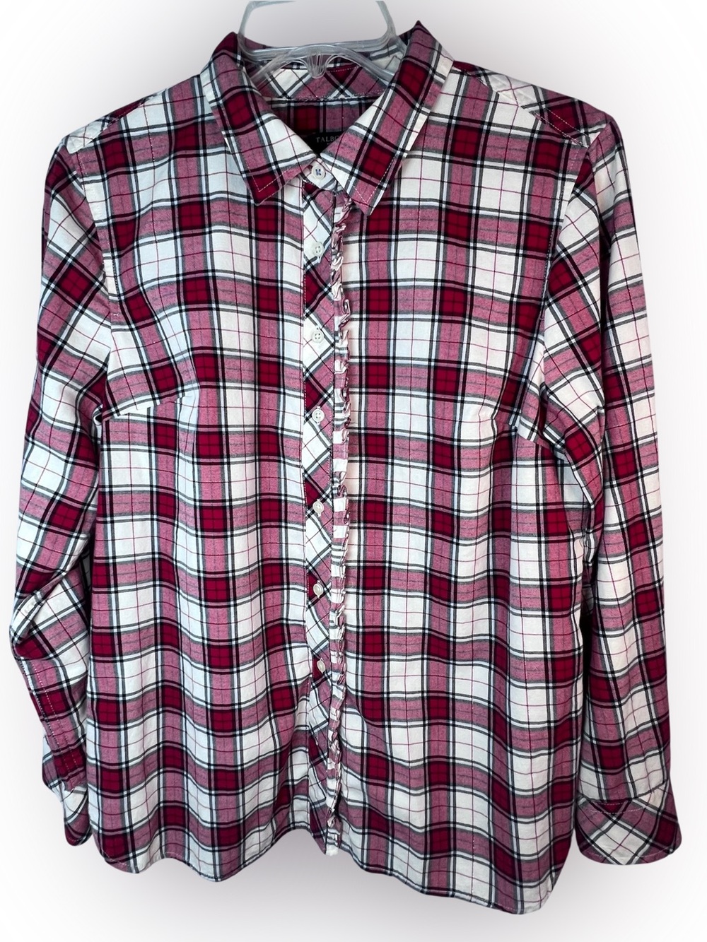 Talbot’s Ladies Plaid Button Up w/ Lace Detail -Size Lp